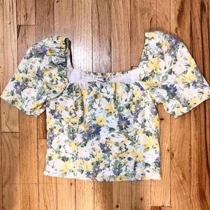 Abercrombie Floral Puff Sleeve Top, XS